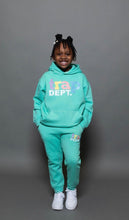 Load image into Gallery viewer, Kid “Cozy” Mint Blue Trap Dept. Sweatsuit