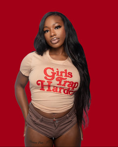 Girls Trap Harder Tee (Sand/Red)