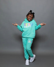 Load image into Gallery viewer, Kid “Cozy” Mint Blue Trap Dept. Sweatsuit