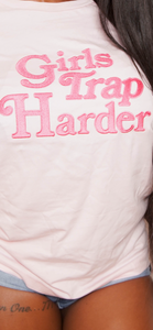 GIRLS TRAP HARDER TEE (CHARITY PINK)